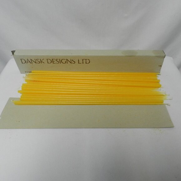 Vintage Dansk Designs 44 Taper Candles Mid Century Modern Hand Dipped 15" Yellow - Picture 2 of 8